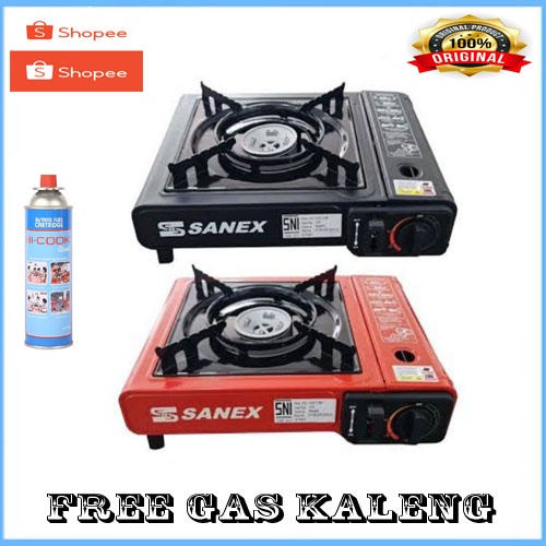 PAKET Kompor Gas Portable 2 in 1 Sanex + Free Gas Kaleng PROMO