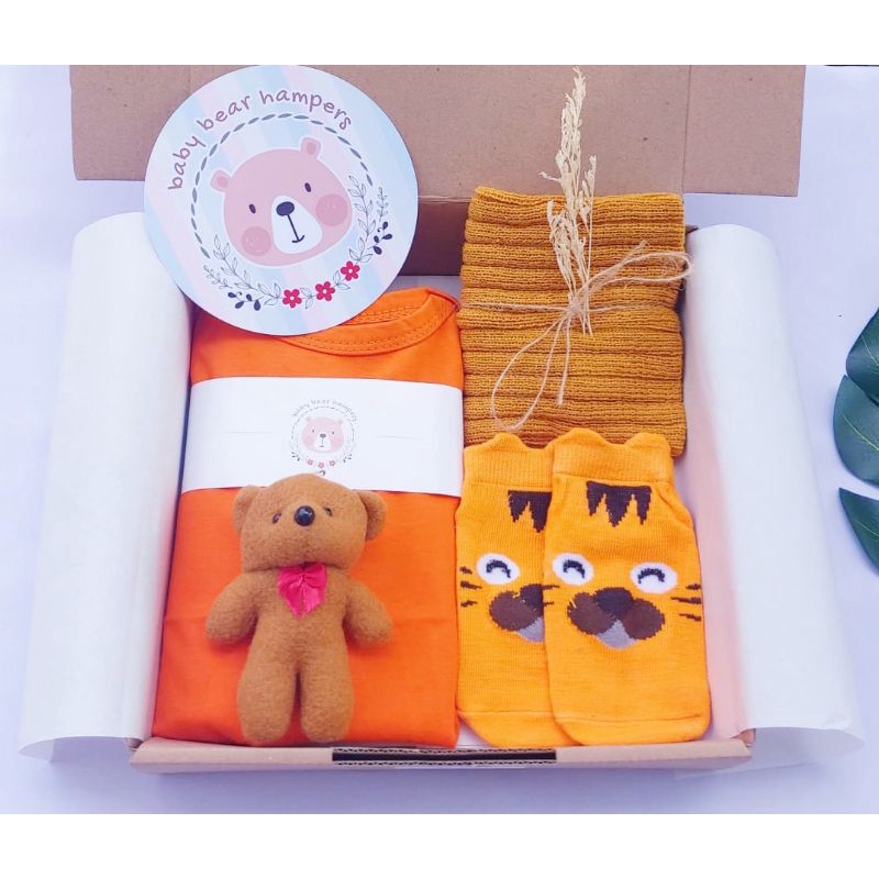 BB1 -  Hampers Bayi / Baby Hampers / Newborn Baby Gift Set / Baby Gift / Kado Bayi / Kado Lahiran / Kado Anak lahir / kado anak / hadiah kelahiran-Klasik bear orange