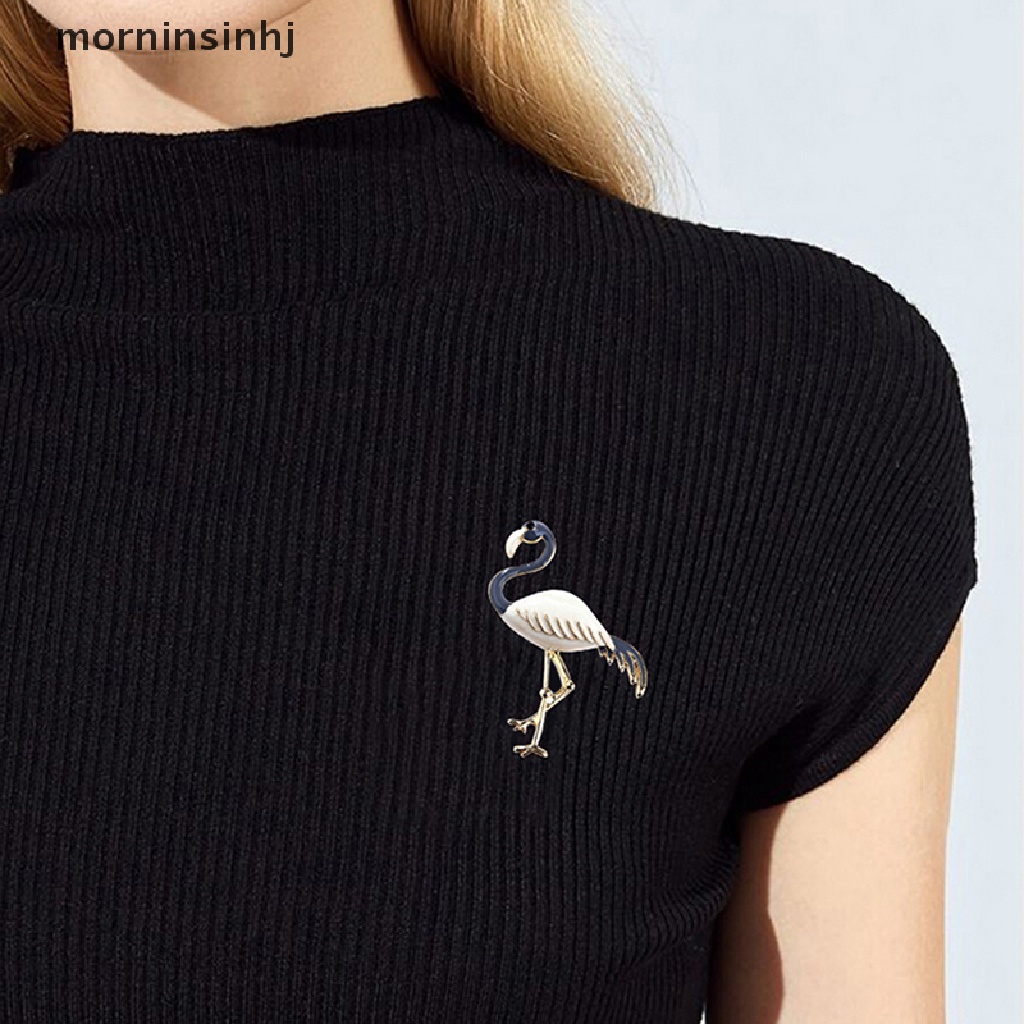 Mornin Bros Pin Enamel Bentuk Flamingo Elegan Untuk Wanita