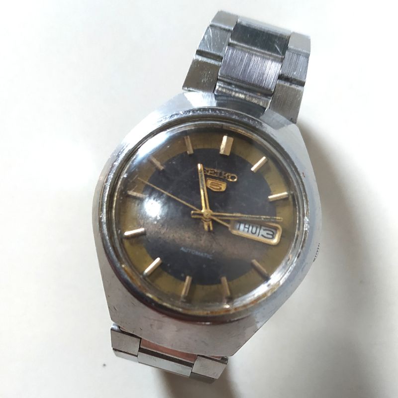 jam tangan pria kuno  jadul seiko 5  automatic mini helmet 6309-8070