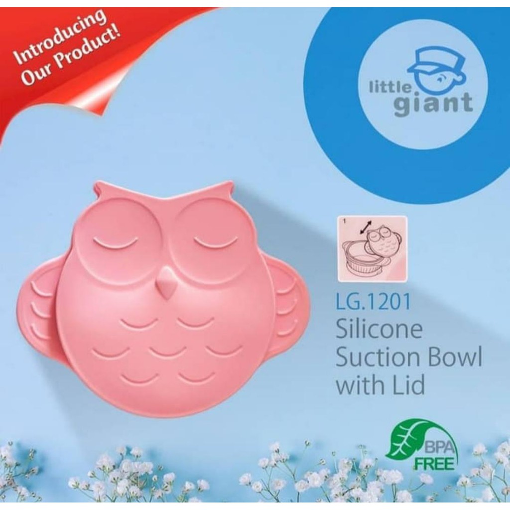 Little Giant LG 1201 Silicone Suction Bowl with Lid Owl Mangkok Makanan Bayi