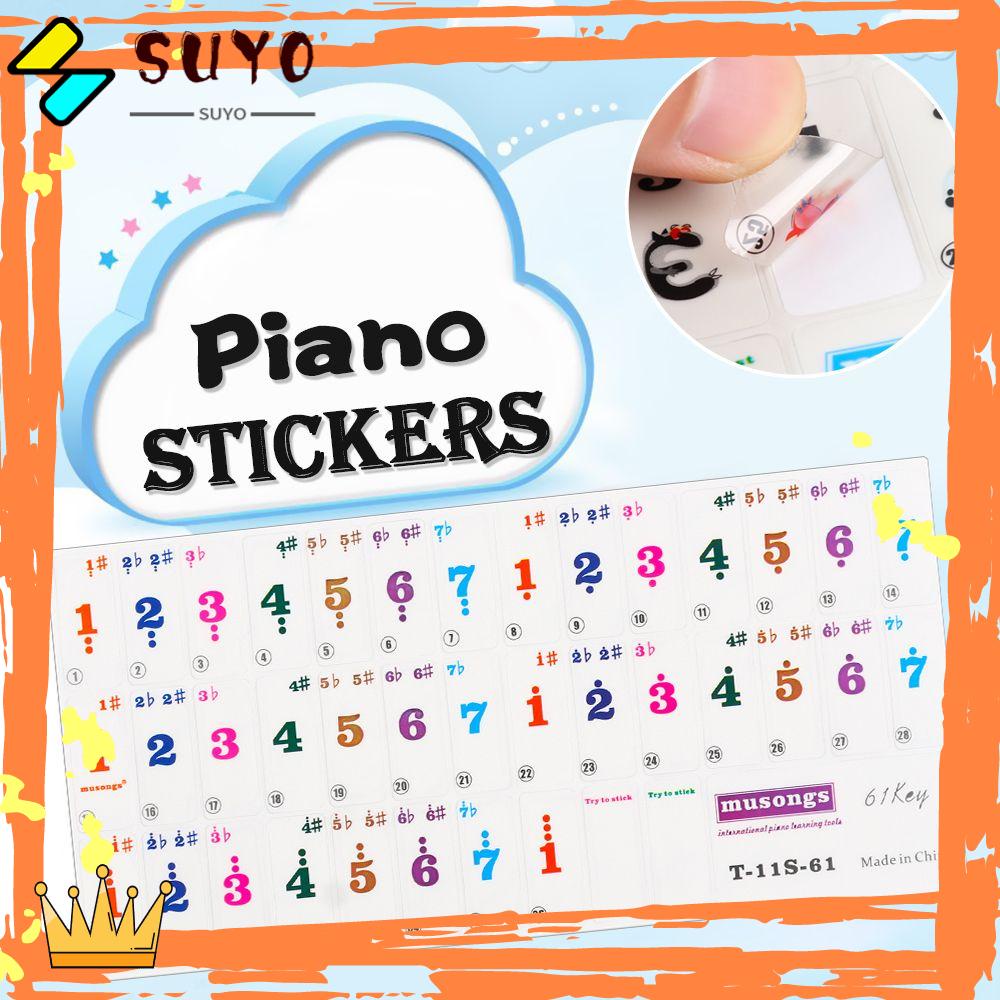 Suyo Stiker Not Musik Transparan 49 / 61 Kunci Dapat Dilepas Untuk Dekorasi Piano Elektronik