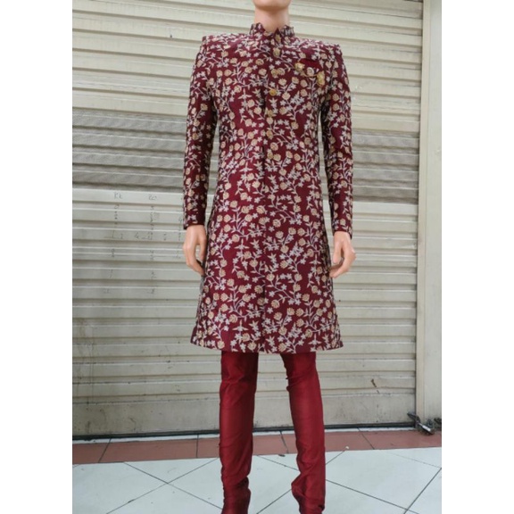 Sherwani Baju Pengantin India Mewah Bahan Jas ORIGINAL Lengkap PRIA MEN KURTA BOLLYWOOD