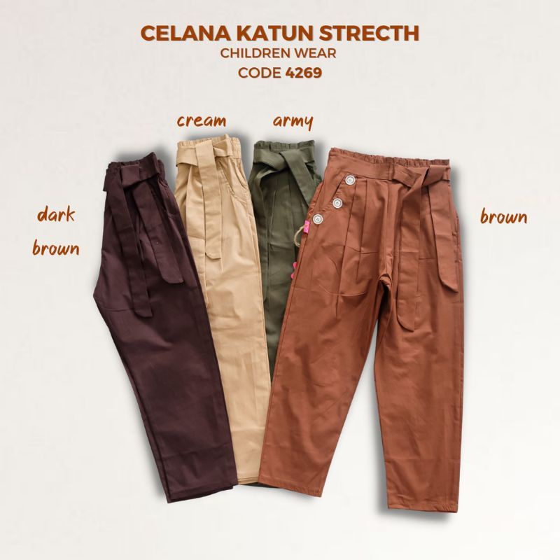 Linen Pants Kids 3-10 Tahun / Celana Katun Stricth Anak Perempuan / Celana Linen katun