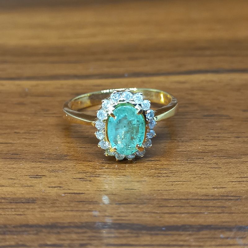 cincin emas wanita Batu zamrud | berlian eropa