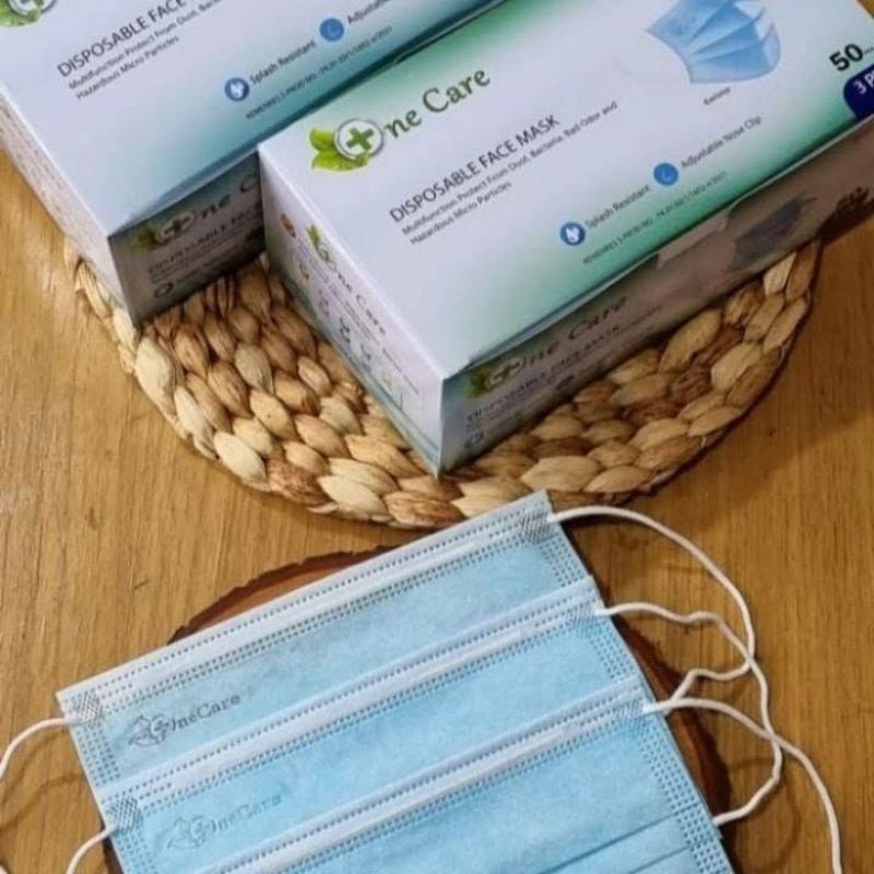 Masker medis 3 ply isi 50 pcs one care biru