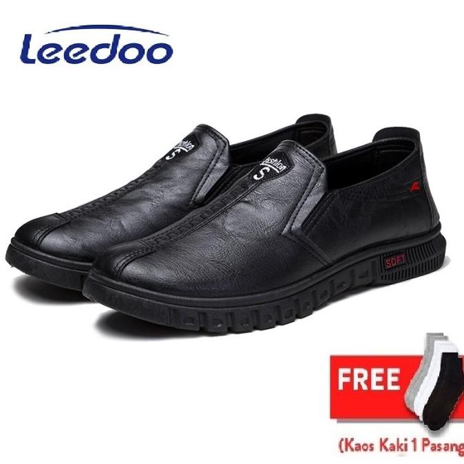 Leedoo Sepatu Slip On Casual Formal Pria Anti Slip Sepatu Kantor MC413