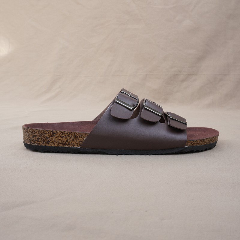 BARU!! Sandal Pria Slop Sandal Briken Sandal Puyuh Laki Walkers Sendal Slide Polos Gesper3 Coklat