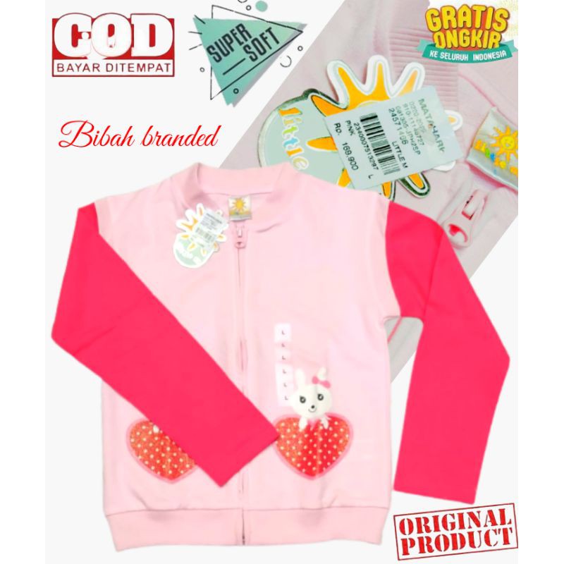 Jaket Anak Cewek Brand Deptstore Motif Strobery Resleting Warna Ping Hantag Harga Bibah Braded