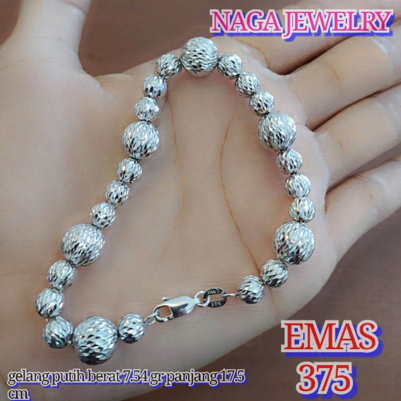 GELANG PUTIH VANCY BOLA BOLA EMAS 375(8K)