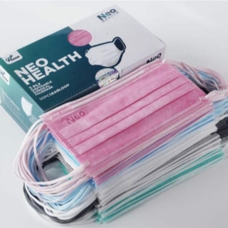 NEO HEALTH MASKER MEDIS EARLOOP 3PLY ISI 50 PCS MIX COLOUR