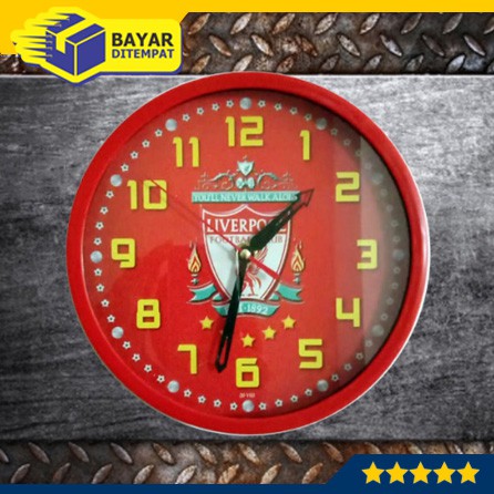 Jam Dinding Liverpool Tempel Wall Clock Sepak Bola Foot Ball Murah Grosir Hiasan Dinding