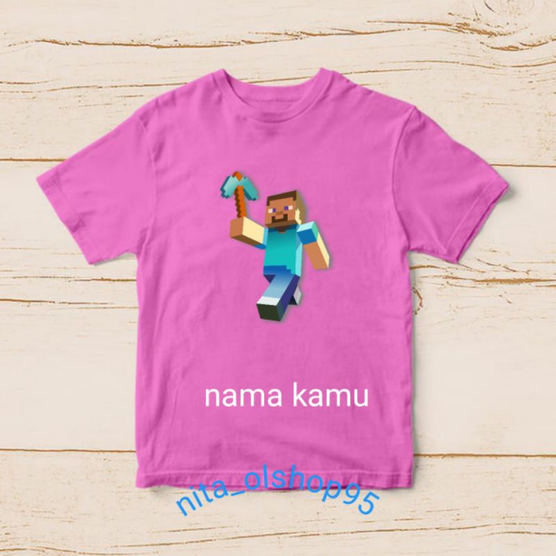 baju minicraft / kaos minecraft / kaos anak karakter