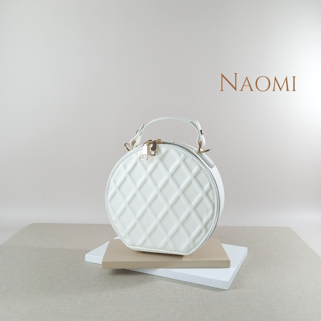 NAOMI - Premium Last stok no restock Allena Bag Tas Fashion Wanita Tas - Sling Bag - Tas Impor - Tas Premium - Berkualitas - tas naomi - tas motif waffle - naomi bag - tas bulat - tas circle - tas wafer