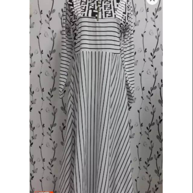 Gamis kombinasi motif salur dan FF