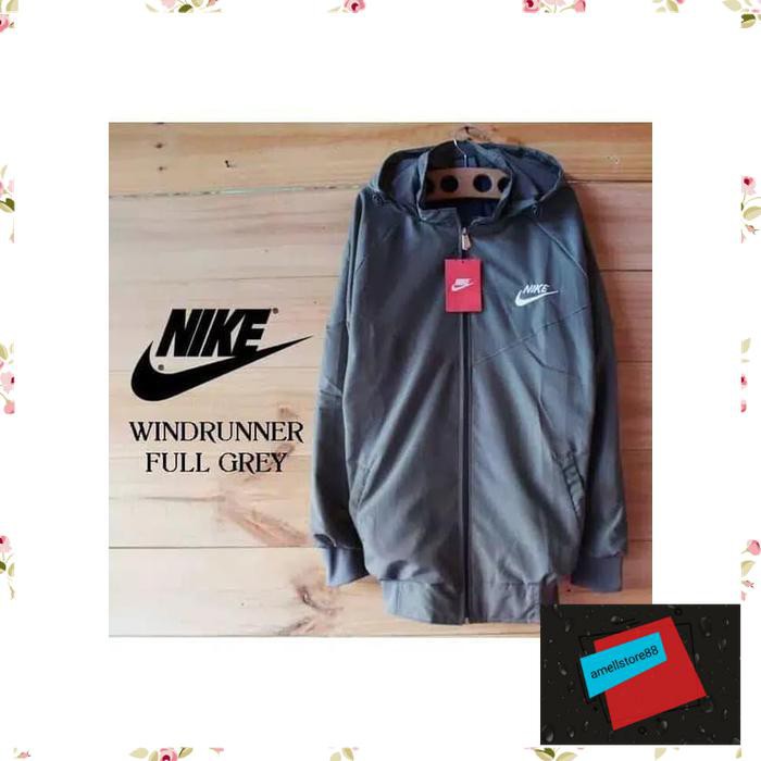Jaket Pria parasut parka gunung Parasut Nike Windruner full abu PP220