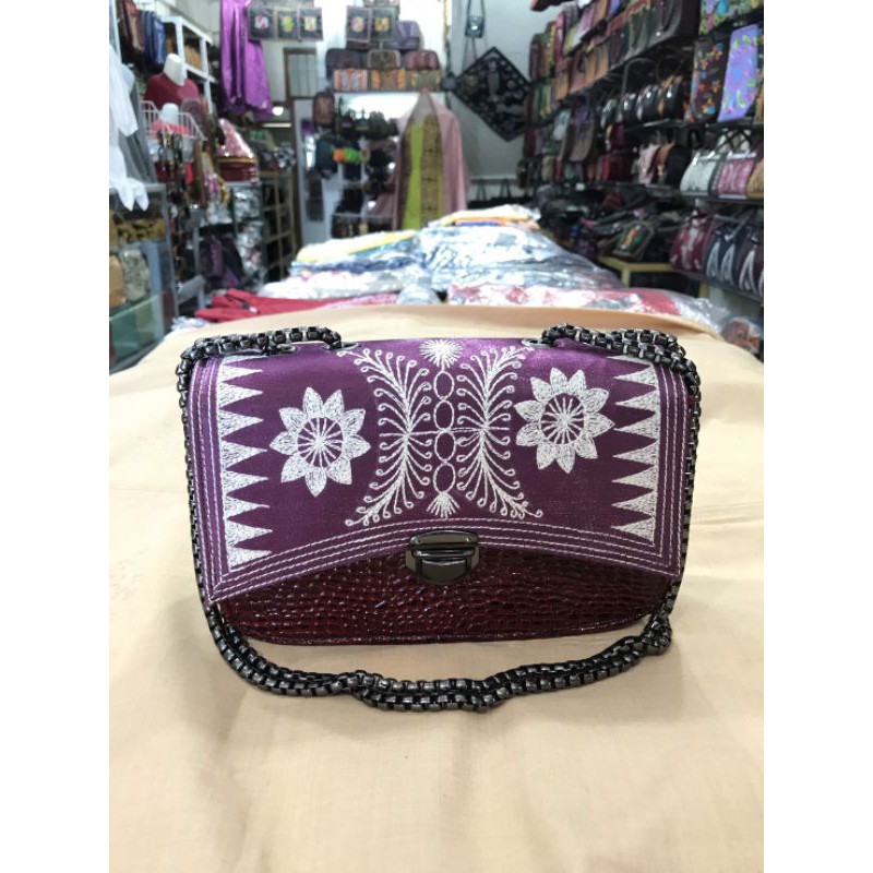 Tas Selempang Rantai motif khas Aceh / Tas selempang mini khas Aceh