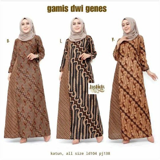 SPESIAL LEBARAN Gamis Batik Dwi Genes Katun Wanita Muslim Seragam Cewek Premium Modern Exclusive Kombinasi Kombi