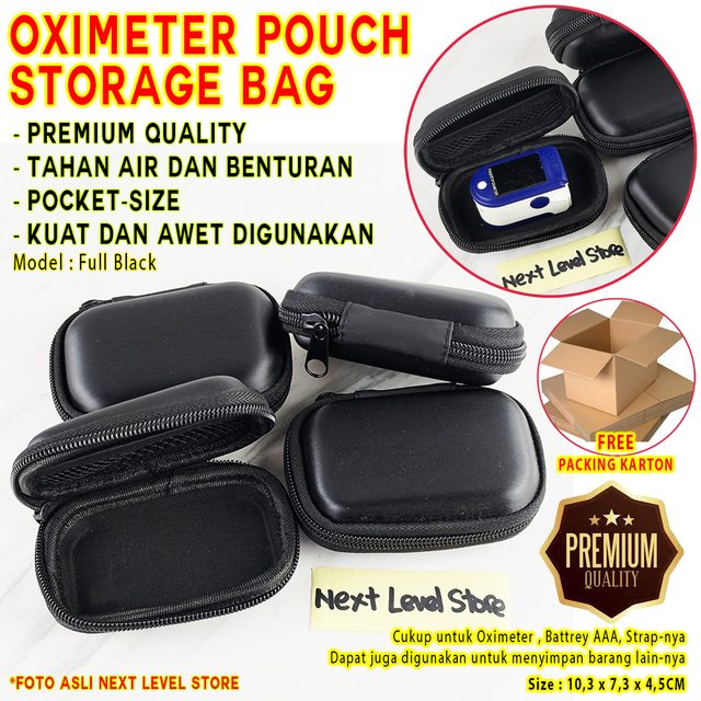 Pouch Oximeter Oxymeter Tas Dompet Case Casing Penyimpanan Full Black