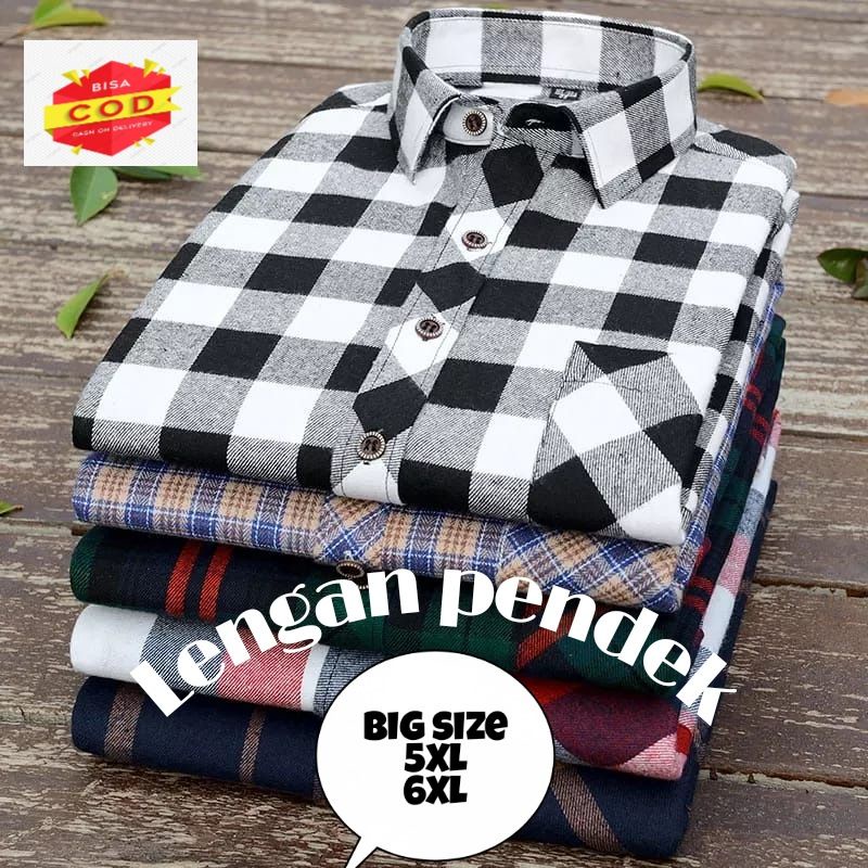 Kemeja Flanel Lengan Pendek jumbo Pria XXXXXL XXXXXXL - Kemeja Flanel