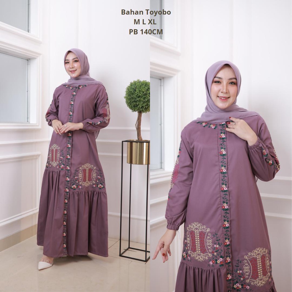Baju Gamis Bordir Fashion Muslim Katun Toyobo Baju Gamis Malaysia