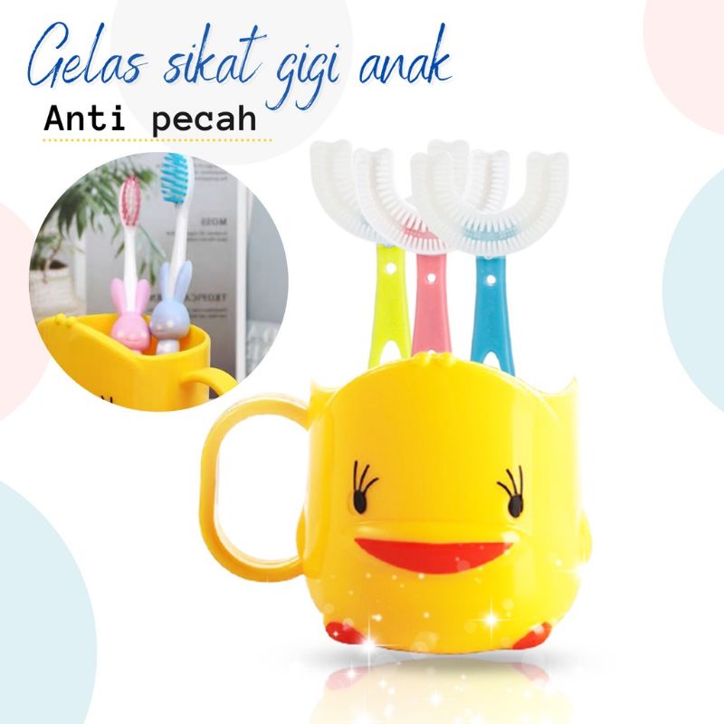 Gelas Sikat gigi motif bebek lucu gelas anak karakter bebek Gelas kumur bebek