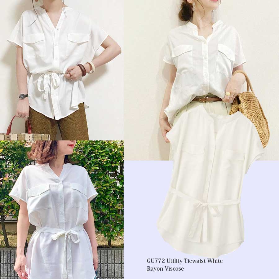 BLOUSE WANITA UNIQLO GU772 UTILITY TIEWAIST SHIRT BLOUSE-1
