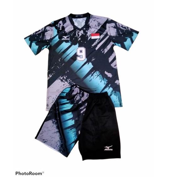 Diskon?? setelan lengan voly printing custom nomor bercak tosca 749ZEWD