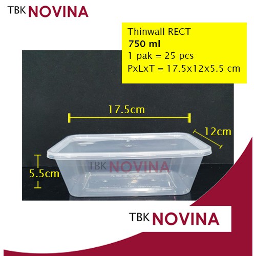 [25PCS] Thinwall 750ml Kotak Per Pack Rectangle Food Container Kotak Makan Plastik Murah