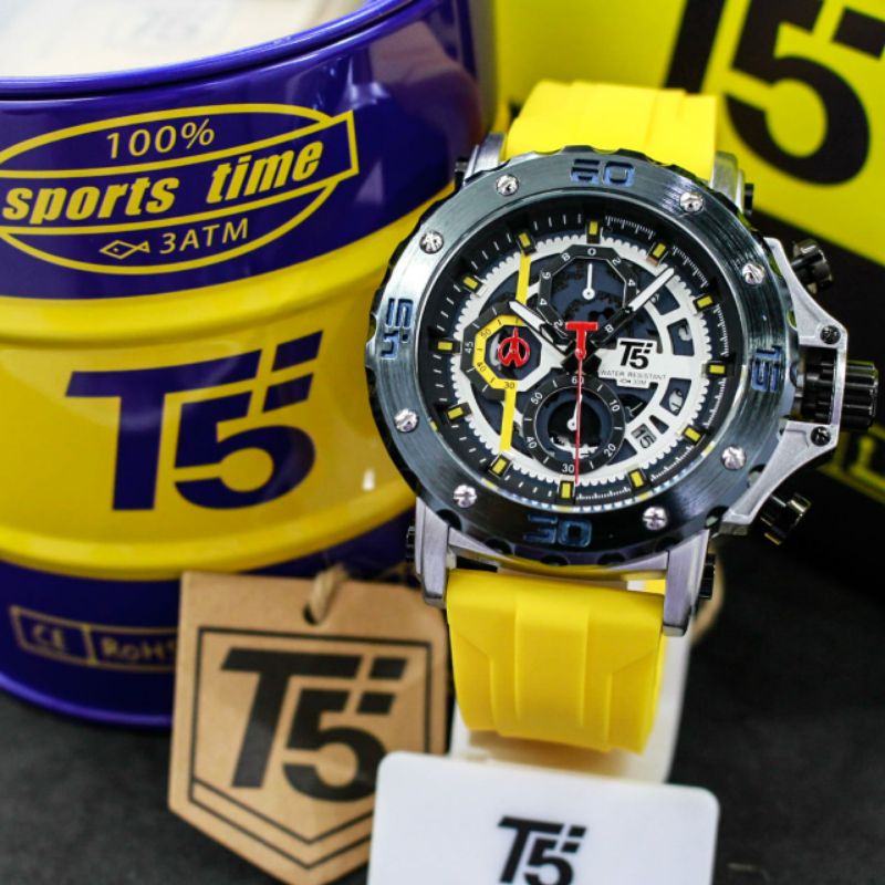 T5 H 3914 G T5 H3914 Jam Tangan Pria T5 H 3914G Original Chronograph Aktif Stopwatch Rubber Strap Water Resist Include box