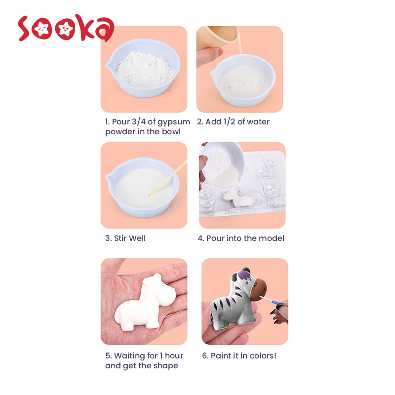 SOOKA Mainan DIY Prakarya Anak Kreativitas Stone Painting Mewarnai Melukis 3D Paint Gypsum Bisa Jadi Tempelan Magnet Kulkas SK-1015