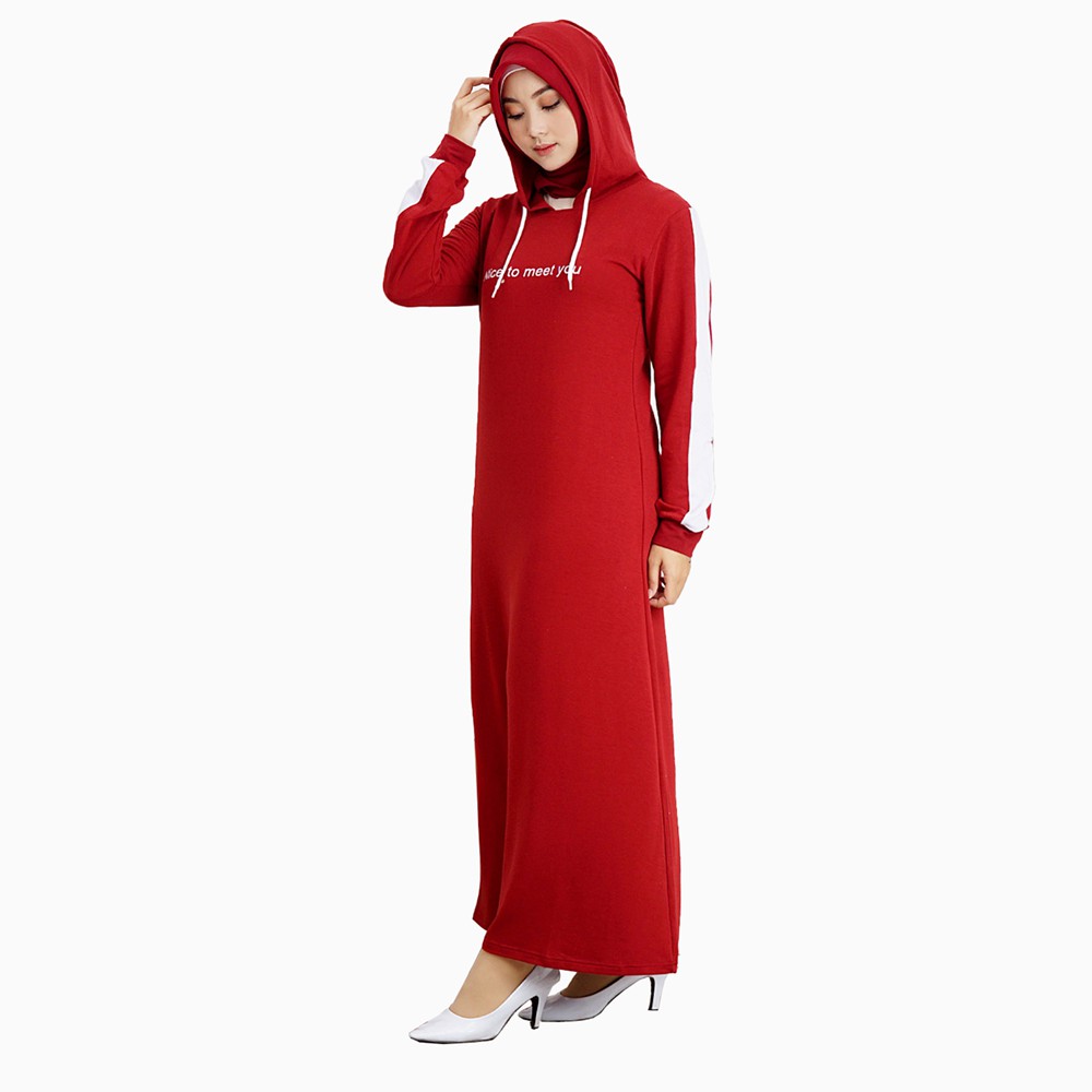 Long Dress hoodie lengan panjang Muslim wanita printing model terbaru - XSHOP Jayanti