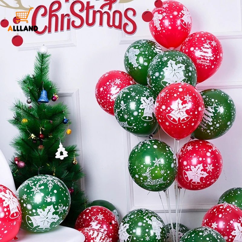 10pcs Balon Latex Motif Print Snowflake Ukuran 10 Inch Untuk Dekorasi Natal