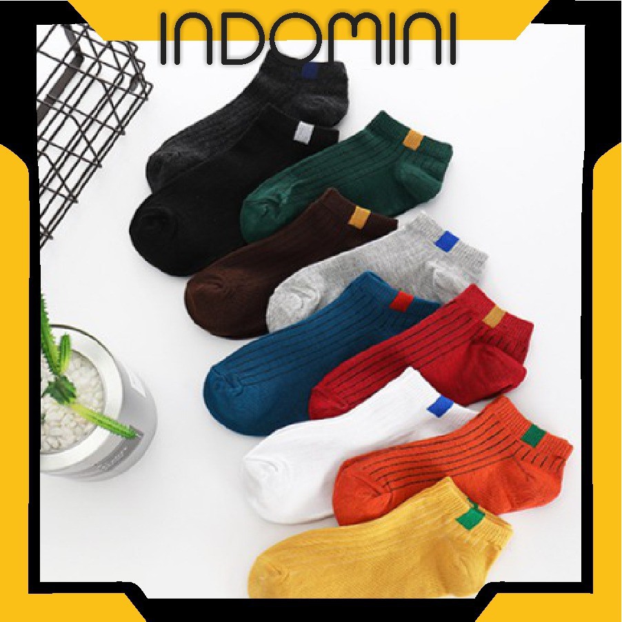 INDOMINI KAOS KAKI POLOS 6 GARIS SOCKS MURAH KAOSKAKI FASHION WANITA PENDEK IMPOR R103