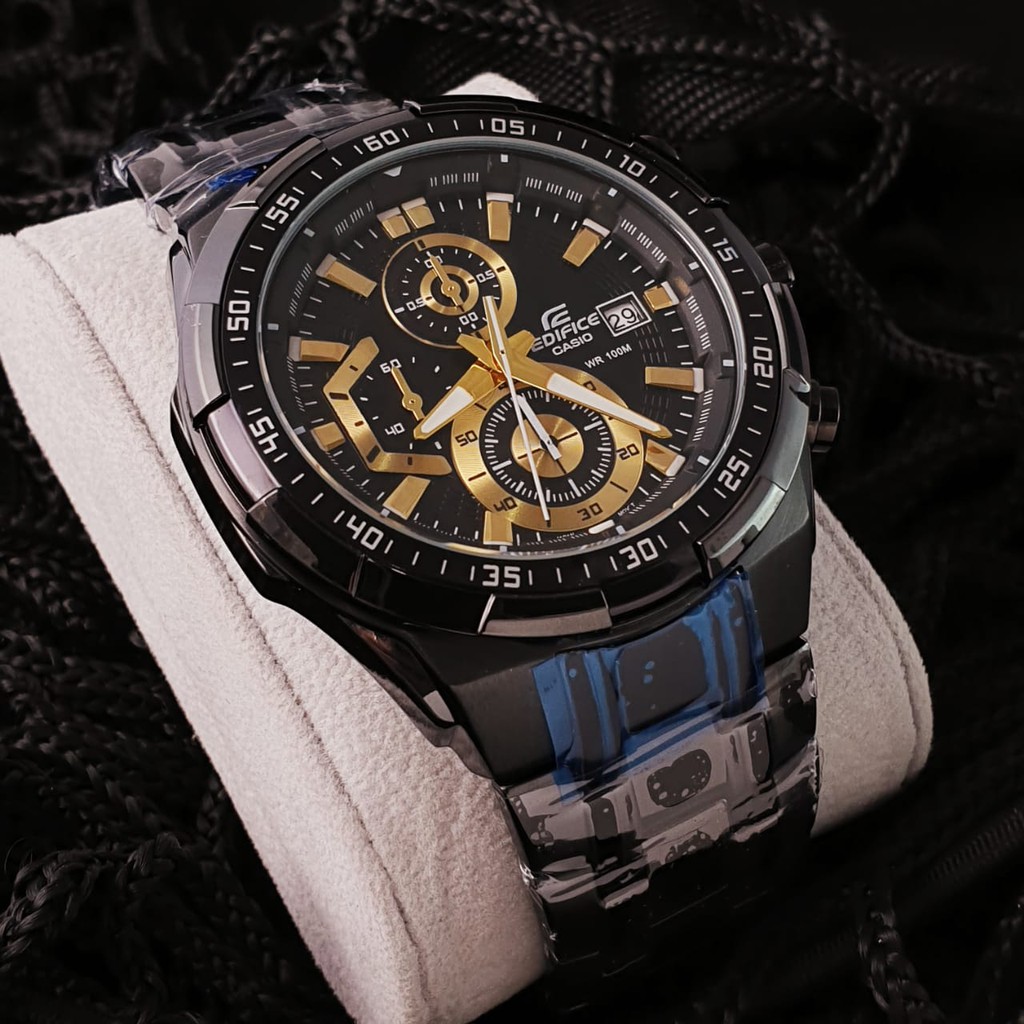 Jam Tangan Pria C*s*o ED*F*C* EFR-539BK-1A EFR-539 Chronograph Gold Black Steel