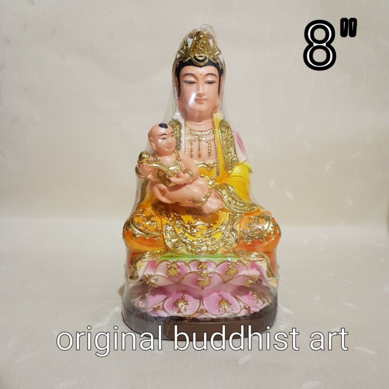 patung dewi kwan im gendong anak ruyi 8 inch