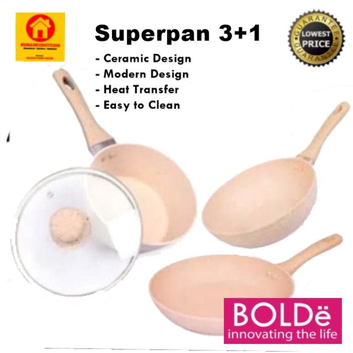 PANCI BOLDE - PANCI MASAK SET 3IN1  - PANCI CERAMIC SET 3IN1 - PANCI SUPERPAN 3+1 - BOLDE