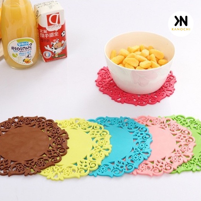 Tatakan Alas Gelas Silikon Cangkir Lace Cup Pad Mug Karet