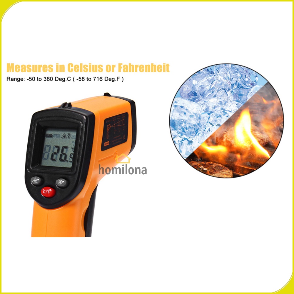 Thermometer Laser Infrared Non Contact - SMARTSENSOR 320-EN-00 - Orange