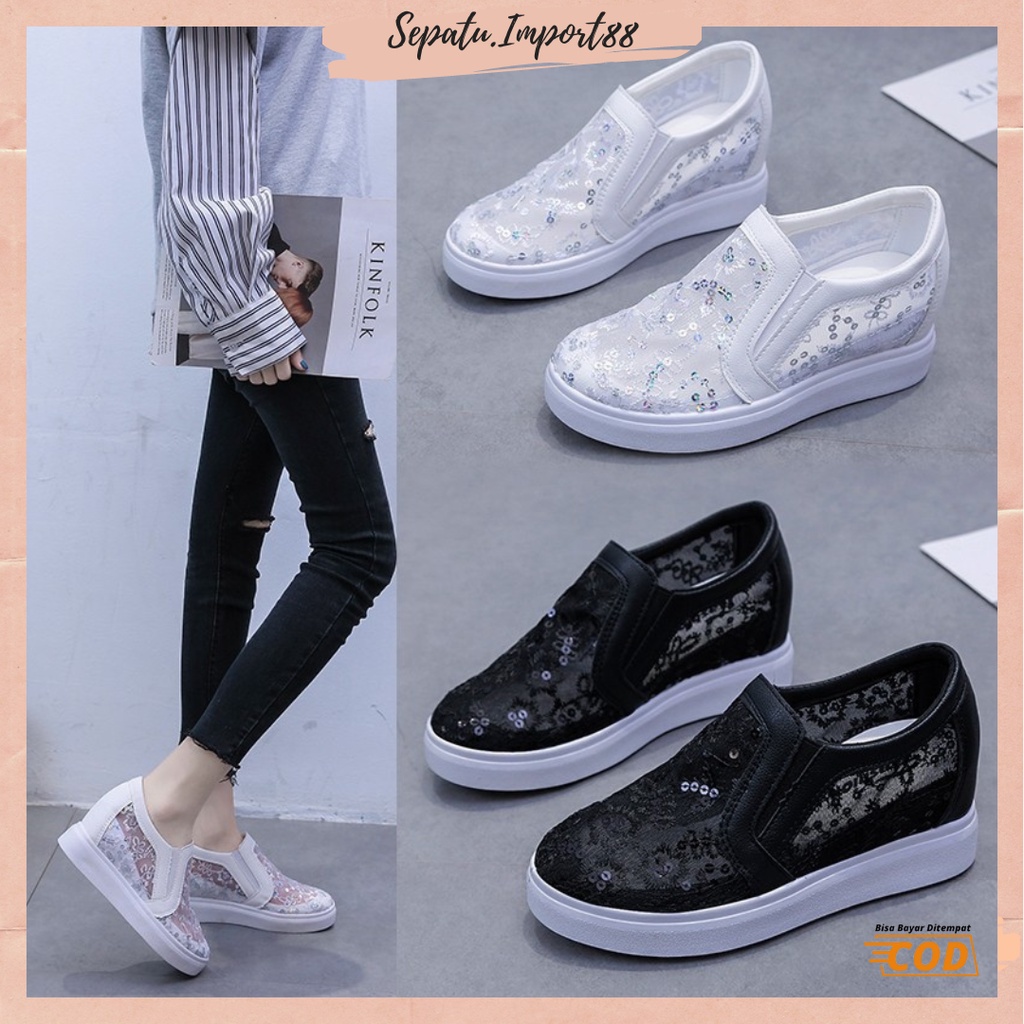 [SEPATU.IMPORT88] SP 581 Sepatu Slip On Wedges Wanita Sepatu Korea Style Import premium quality