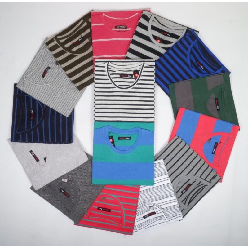 kaos Stripe pria / kaos salur pria Distro lengan pendek