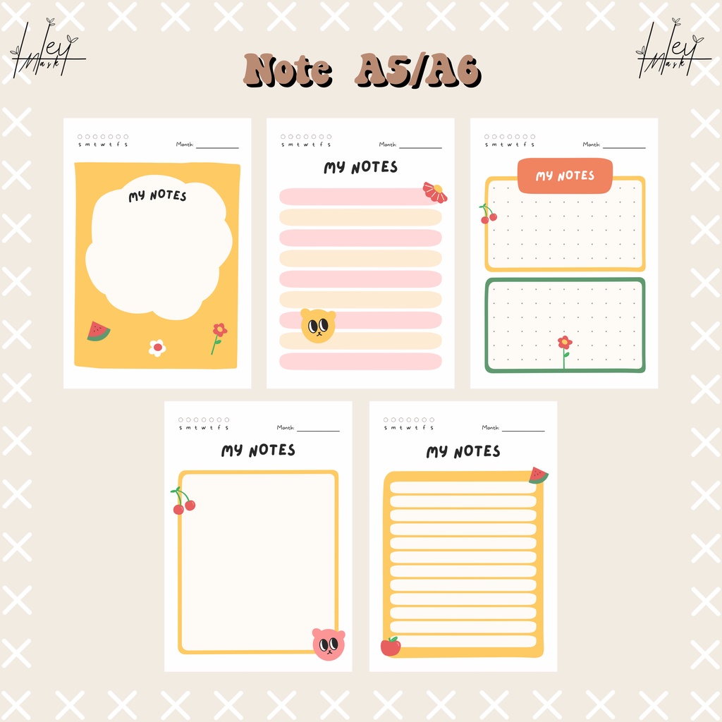 

[HM] NOTE A5/A6 Geugu Pastel Yellow Orange Notepad/Catatan/Daily Note