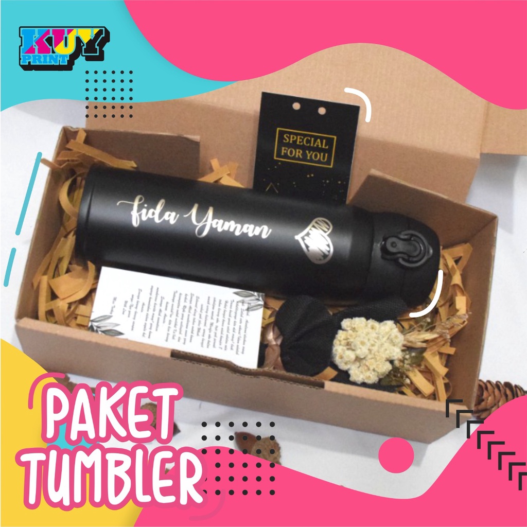 Tumbler Custom Termos Air Stainless Steel Botol Grafir Laser Kado Hampers Set Promosi Souvenir Nama 