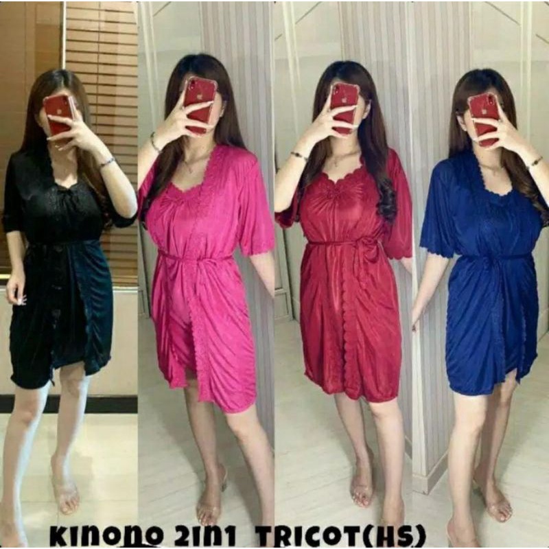 SEI Daster Lingerie 2-1 Saten XL Elegan Nyaman