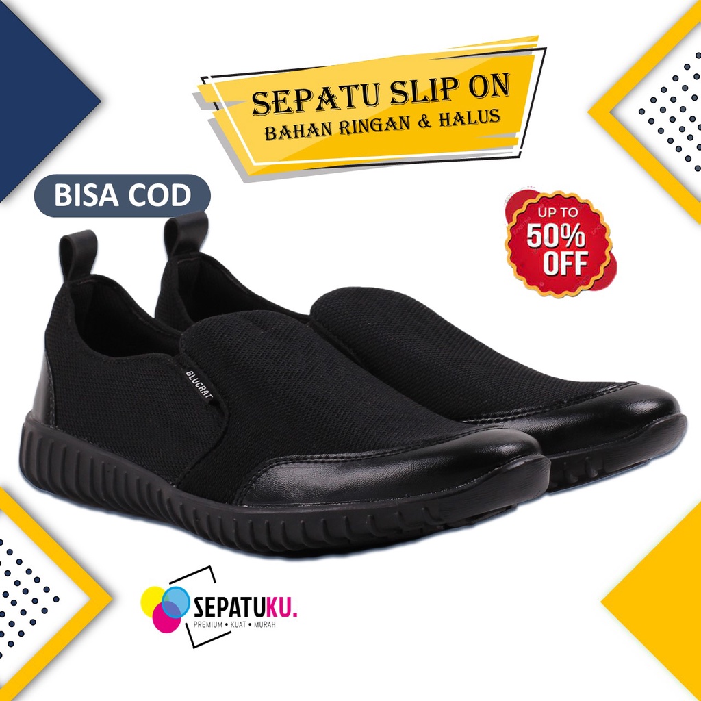 Sepatu Slip On Casual Pria Keren Sepatu Olahraga Sport Running Pria Murah Spatu Slip On Cowok Pria Spatu Original 100% - Frieza-6