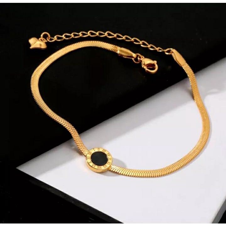 Gelang Titanium wanita anti karat bulgari Premium original