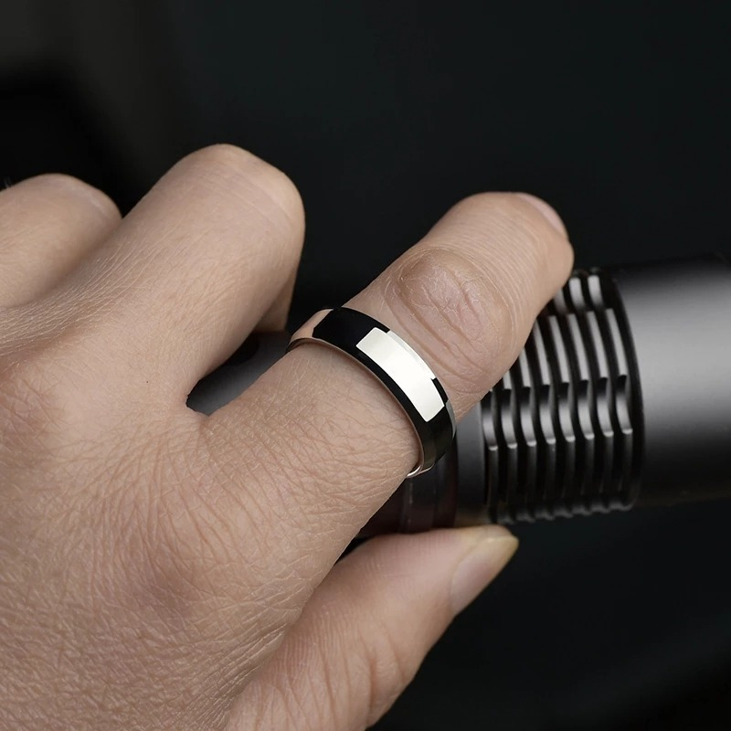 Cincin Bahan Stainless Steel Warna Matte Gaya Punk Minimalis Untuk Pria