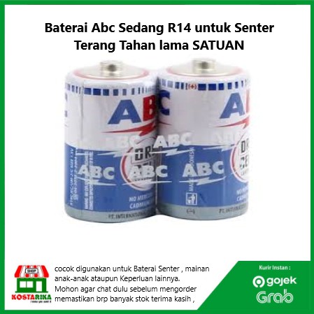 Baterai Abc Sedang R14 untuk Senter Terang Tahan lama SATUAN