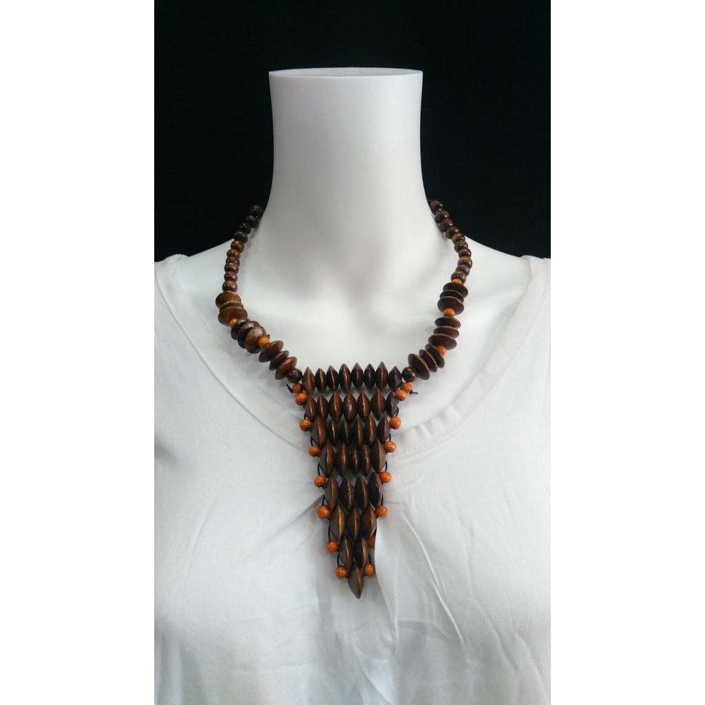 Kalung Kayu Kawat Susun / kalung kayu vintage oleh oleh bali