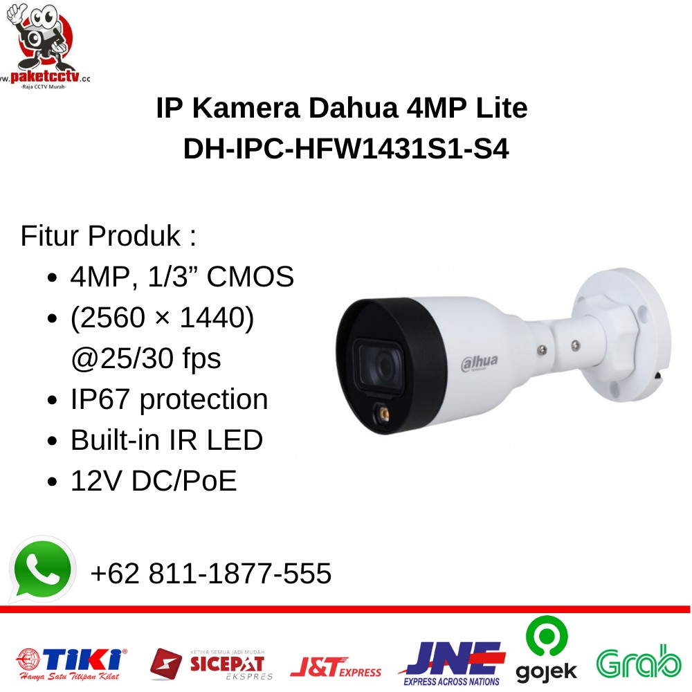 IP Kamera Dahua 4MP Lite DH-IPC-HFW1431S1-S4 - Outdoor